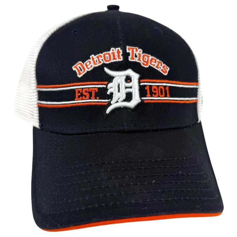 New Era Detroit Tigers Hat SnapBack Mesh Black Orange White Mesh English D MLB - Picture 2 of 11